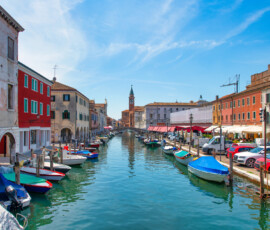Chioggia Italy, on the Vena canal in the background the church of San Giacomo