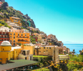 Town on mountain at Amalfi Coast, Positano in South Italy